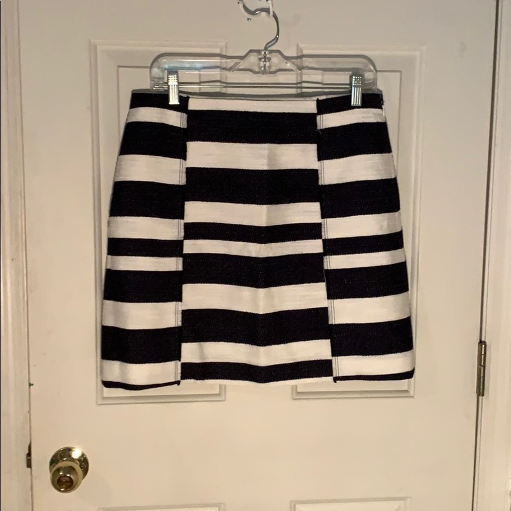 Navy and white striped skirt